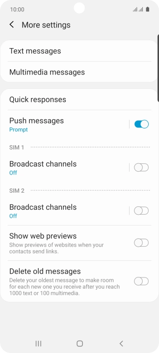 Press Text messages.