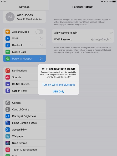 If Wi-Fi is turned off, press Turn on Wi-Fi and Bluetooth.