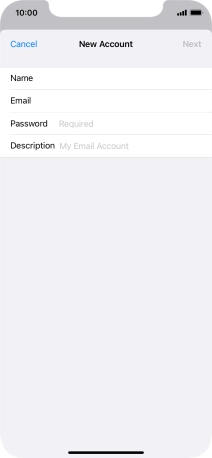 Press Password and key in the password for your email account.