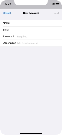 Press Password and key in the password for your email account.