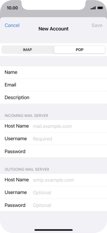 Press Host Name and key in the name of your email provider's incoming server.