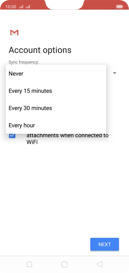 Press the required setting.