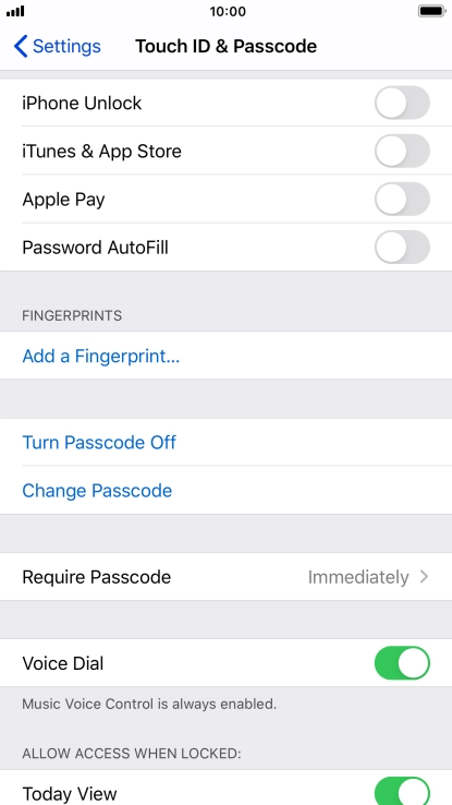 Press Turn Passcode Off and key in the phone lock code.
