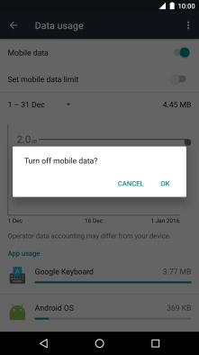 If you turn off mobile data, press OK.