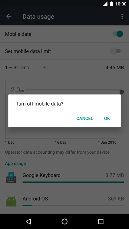 If you turn off mobile data, press OK.