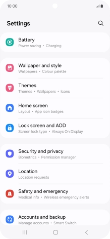 Press Security and privacy.