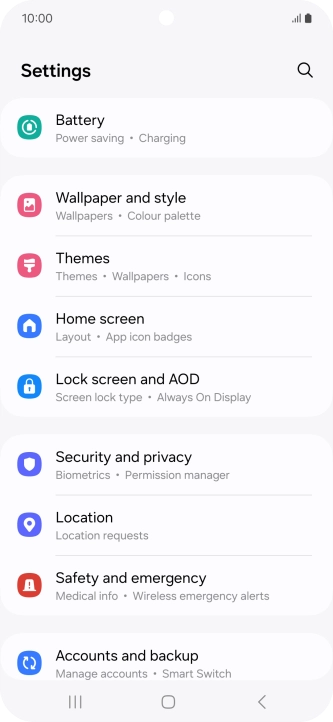 Press Security and privacy.
