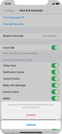 If you turn on the function, press Enable.