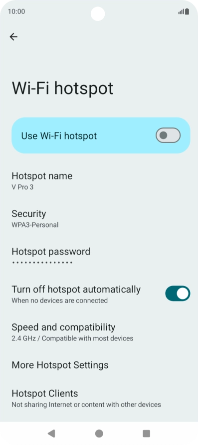 Press Hotspot password and key in the required password.