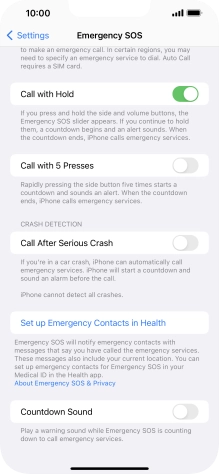 Press Set up Emergency Contacts in Health and follow the instructions on the screen to key in your emergency info and emergency contacts.