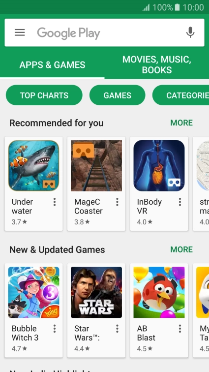 Press the search field.