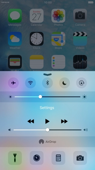 Press the flight mode icon to turn the function on or off.