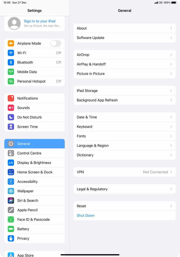Press Sign in to your iPad.