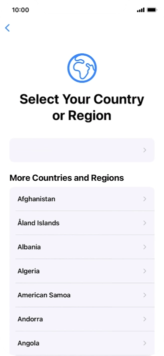Press the required country or area.