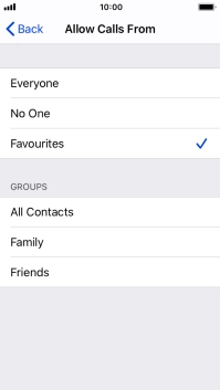 Press the required setting to select which contacts can call you even though Do Not Disturb is turned on.