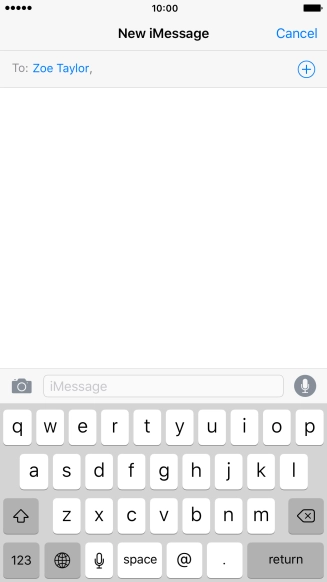 If the recipient can receive iMessages, iMessage is displayed in the text input field.