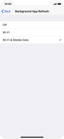 To turn off background refresh of apps, press Off.