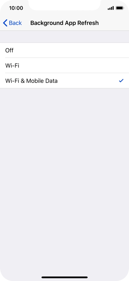 To turn off background refresh of apps, press Off.