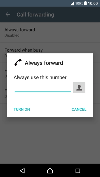 Key in +61414121121 and press TURN ON.