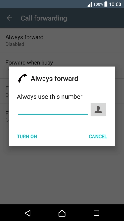 Key in +61414121121 and press TURN ON.