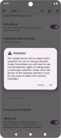 Press OK and your phone will search for networks.