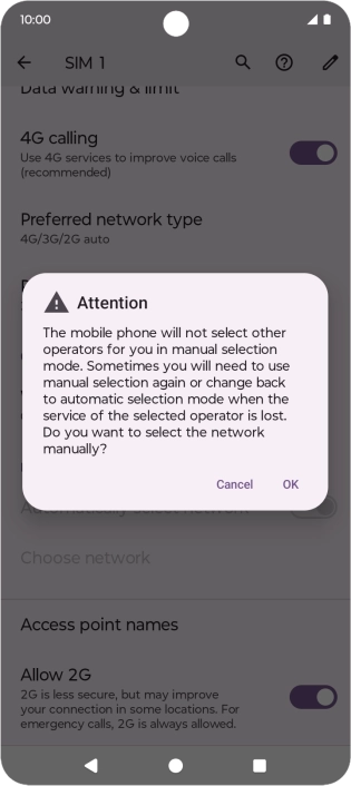 Press OK and your phone will search for networks.