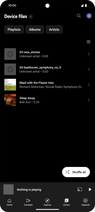Press the required audio file.