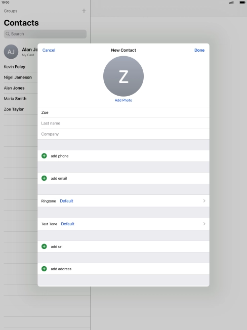 Press Last name and key in the last name.