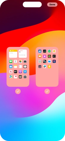 Press the fields below the required home screens to select or deselect them.