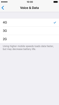 Press the required network mode.