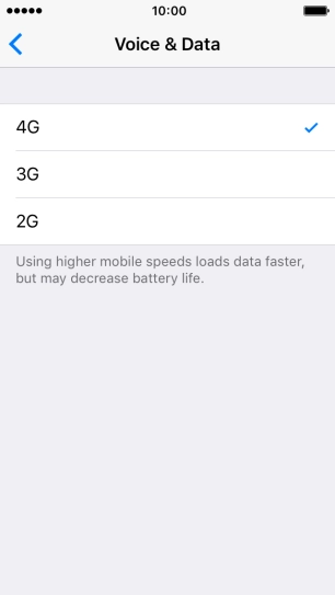 Press the required network mode.