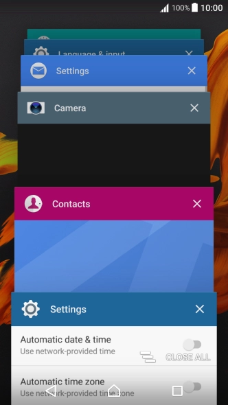 To end one running application, slide your finger right on the required application.