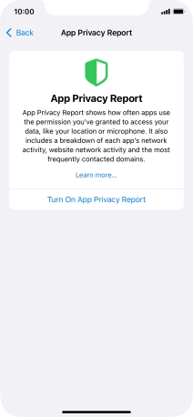 Press Turn On App Privacy Report to turn on the function.