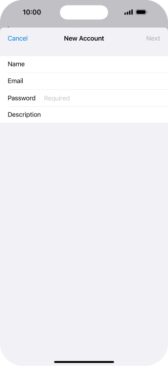Press Password and key in the password for your email account.