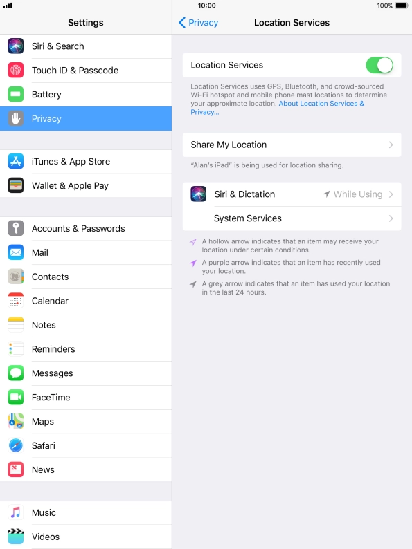 Press the required application.