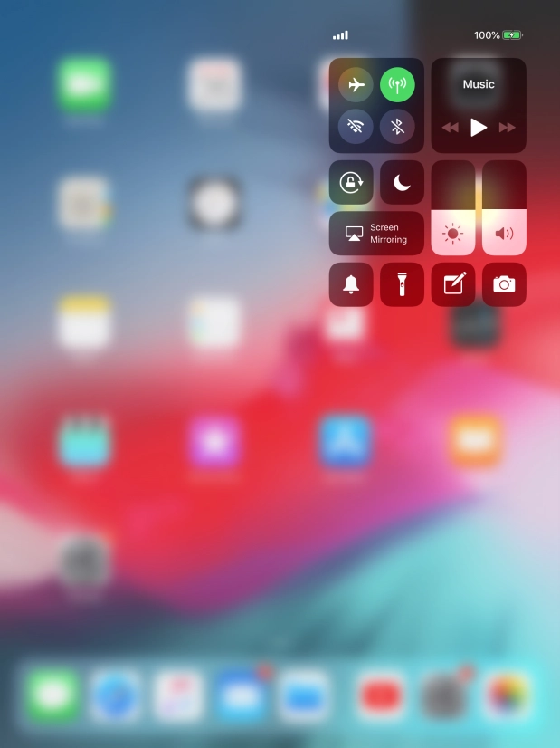 Press the required function to open an application or turn the function on or off.