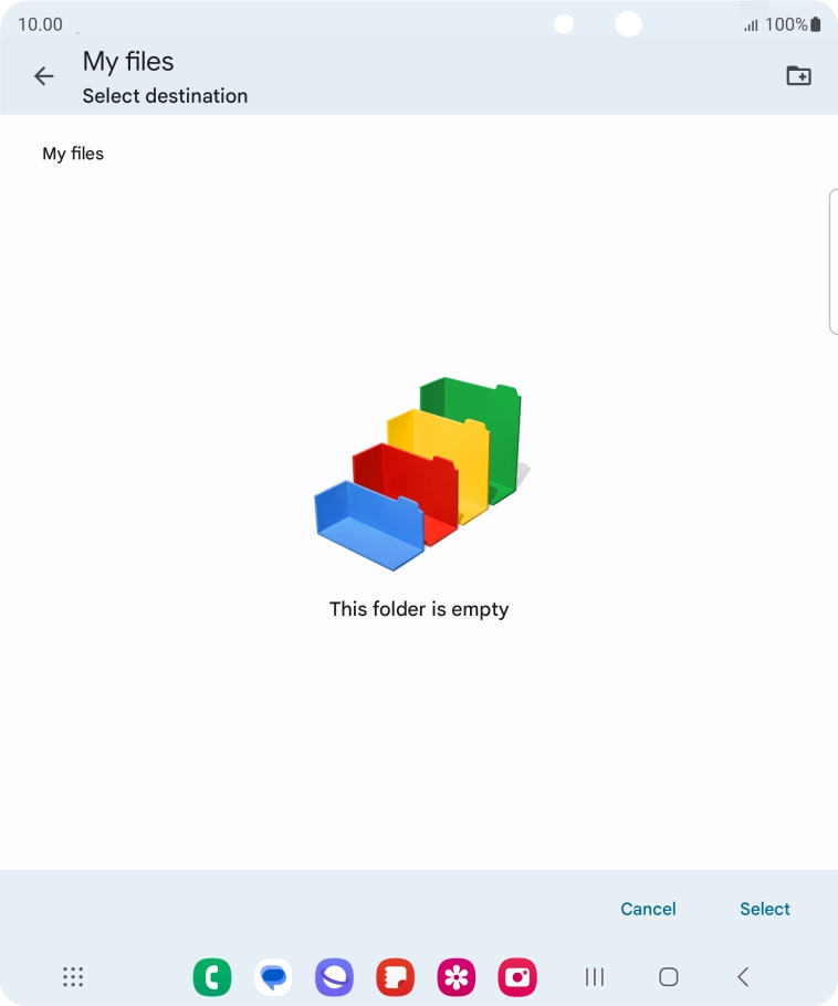 To create a new folder, press the new folder icon and follow the instructions on the screen to create a new folder.