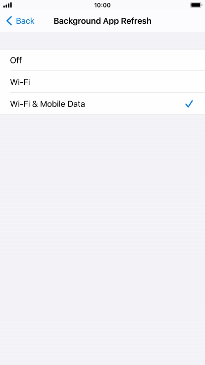 To turn off background refresh of apps, press Off.