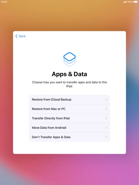 Press Don't Transfer Apps & Data and follow the instructions on the screen to finish the activation.