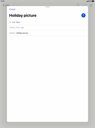 Press the text input field and write the text for your email message.