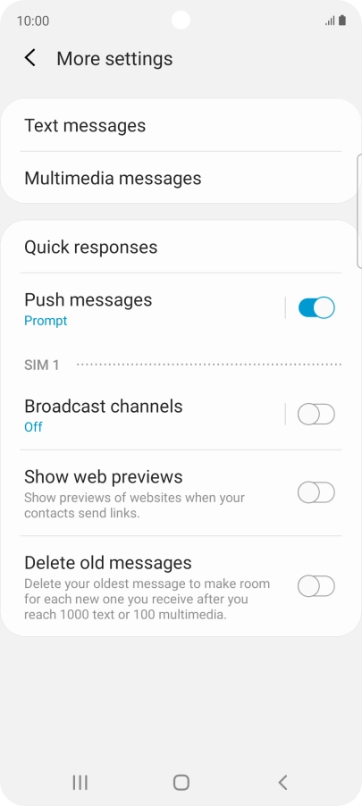 Press Text messages.