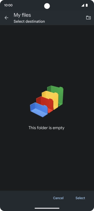 To create a new folder, press the new folder icon and follow the instructions on the screen to create a new folder.
