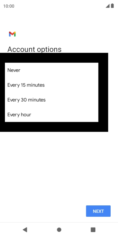 Press the required setting.