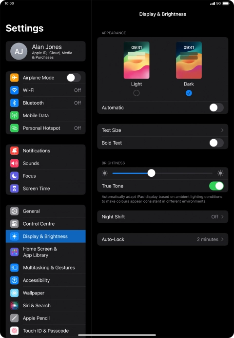 Press the indicator next to 