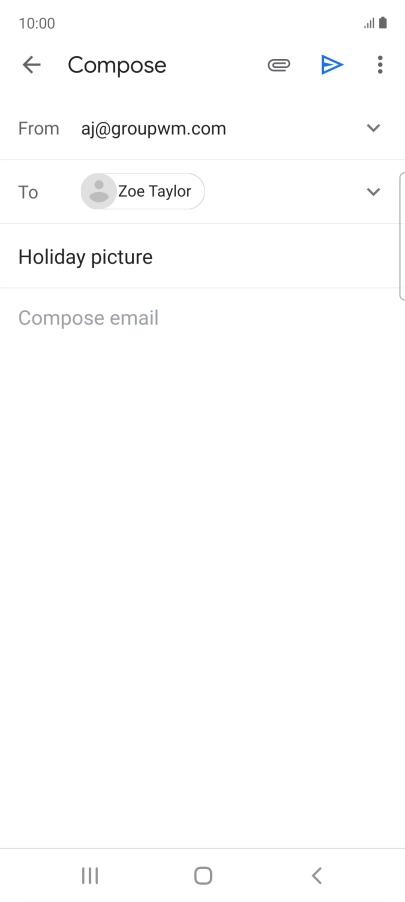 Press the text input field and write the text for your email message.