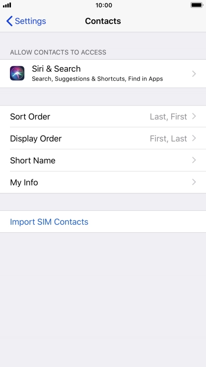 Press Import SIM Contacts.