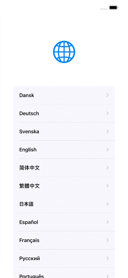 Press the required language.