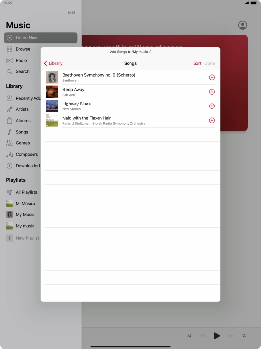 Go to the required category and press the required audio file.