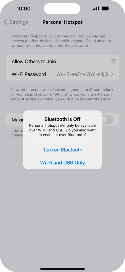 If Wi-Fi is turned on, press Wi-Fi and USB Only.