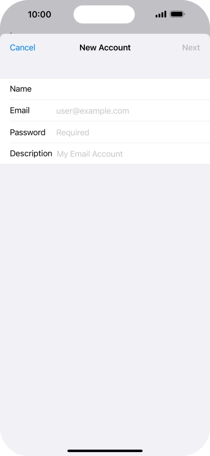 Press Email and key in your email address.